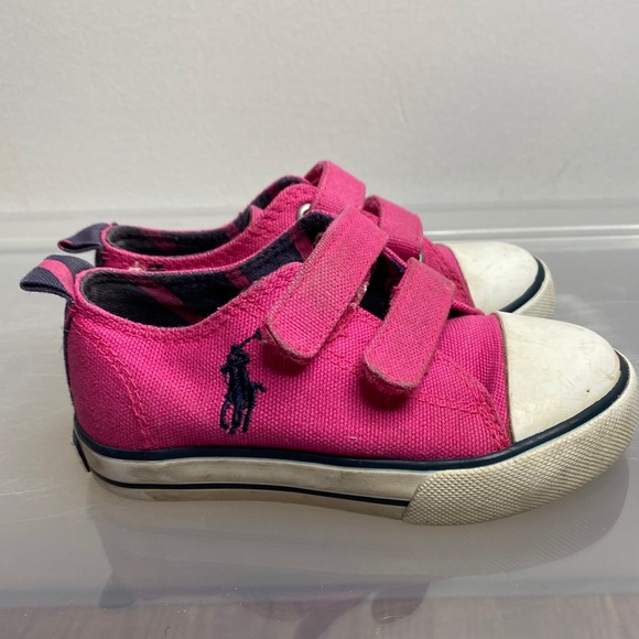 Polo Ralph Lauren Size 7 Pink Canvas Velcro Shoes - Picture 8 of 9